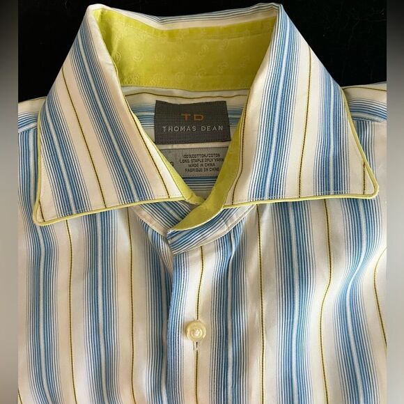 Thomas Dean L/S Casual Striped Dress Shirt Great Pre-Loved Condition Size L - Picture 3 of 11